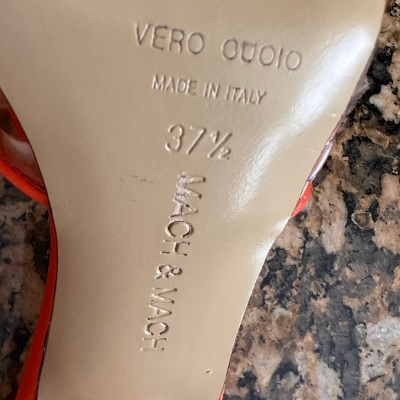 Mach & Mach Hearts Crystal Double Bow Square Toe Slide Sandal in Orange - Picture 8 of 9